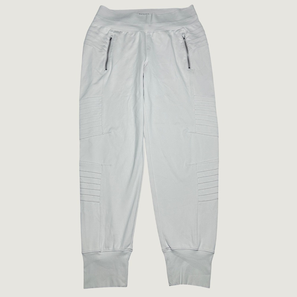 Athleta Venice Moto Jogger Womens Medium High Rise Stretch Zip Pocket Beige